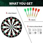 17" Double-Sided Dart Board Game Set with 6 Steel Tip Darts – Indoor & Outdoor Party Game for Adults, Teens & Family - Image 4
